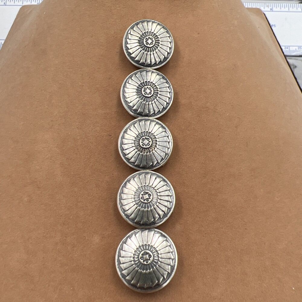 Set Of 5 Sterling Silver Button Covers Western Native American Snap On Vintage
